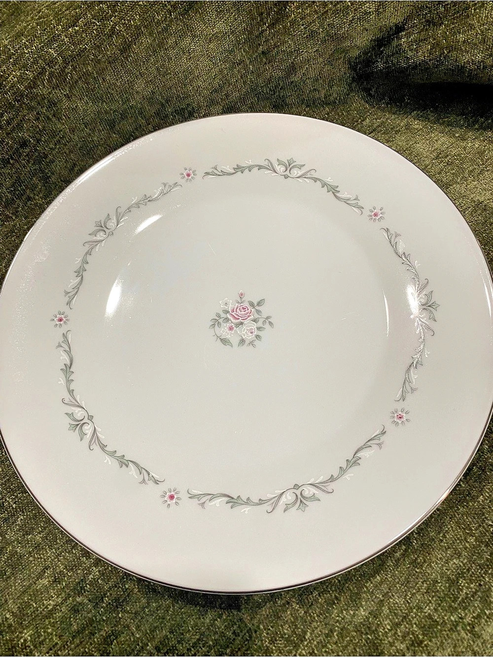 Signature Collection Vintage Floral Dinner Plate White & Pink